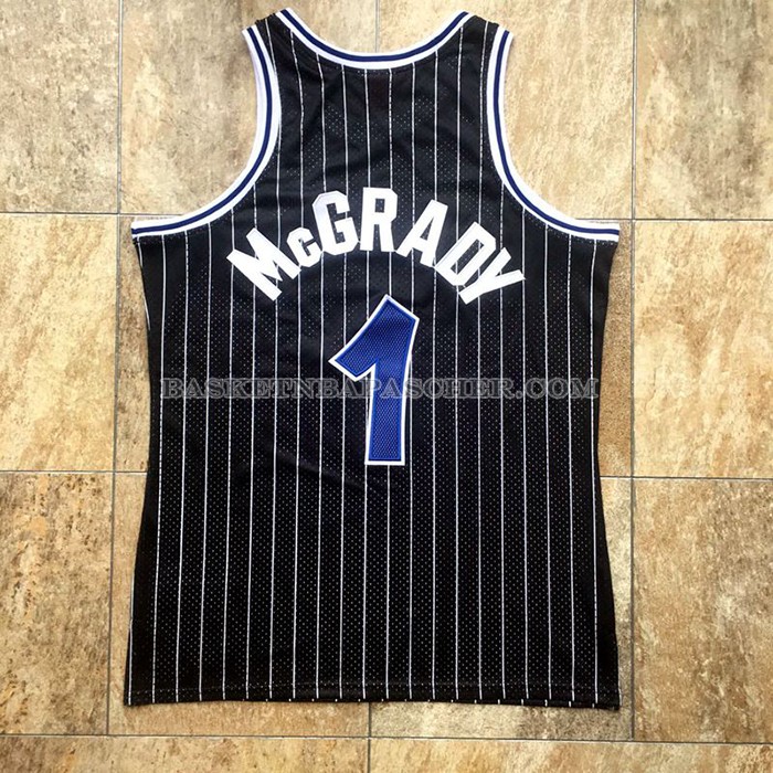 Maillot Orlando Magic Tracy McGrady No 1 Hardwood Classics Throwback Noir